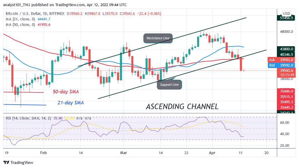 Bitcoin (BTC) Price Prediction: BTC/USD Slumps below $40K as Bitcoin Risks Further Decline to $37K