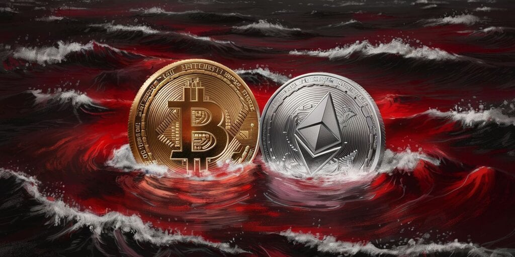 Bitcoin and Ethereum Prices Plunge on Recession Fears as Liquidations Spike