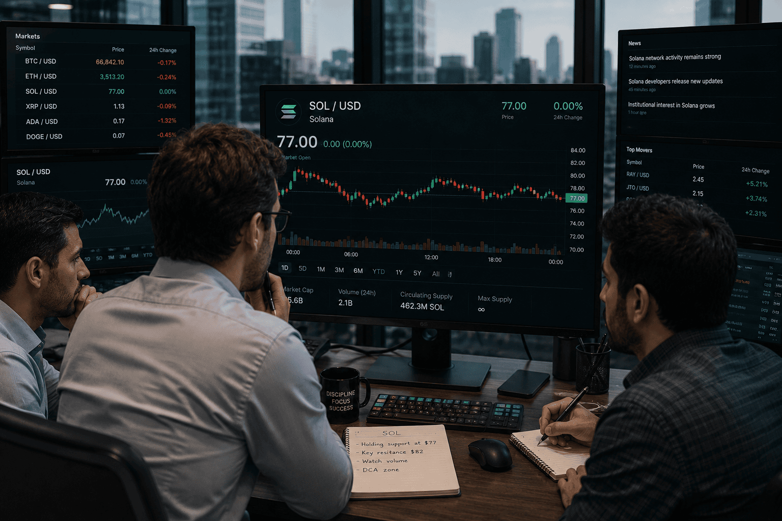 SOL holds $77 as ETF inflows and bullish derivatives signal further upside